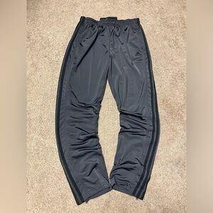 Baggy Y2k Adidas Track Pants Mens Size L Gray 3 Stripes Zipper Pockets